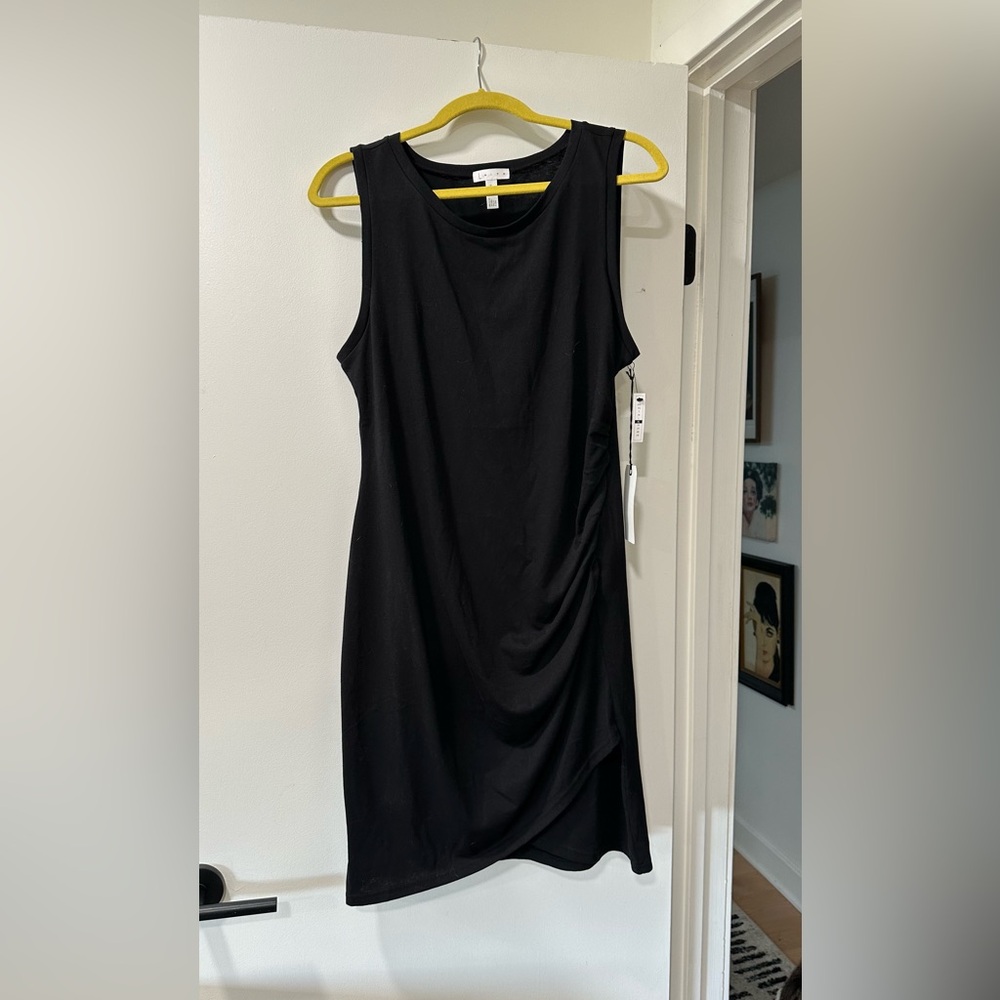 Leith Black Rushed Tank Dress